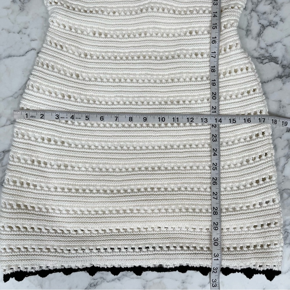 Free People White Crochet Mini Dress with Black Trim - Picture 7 of 10